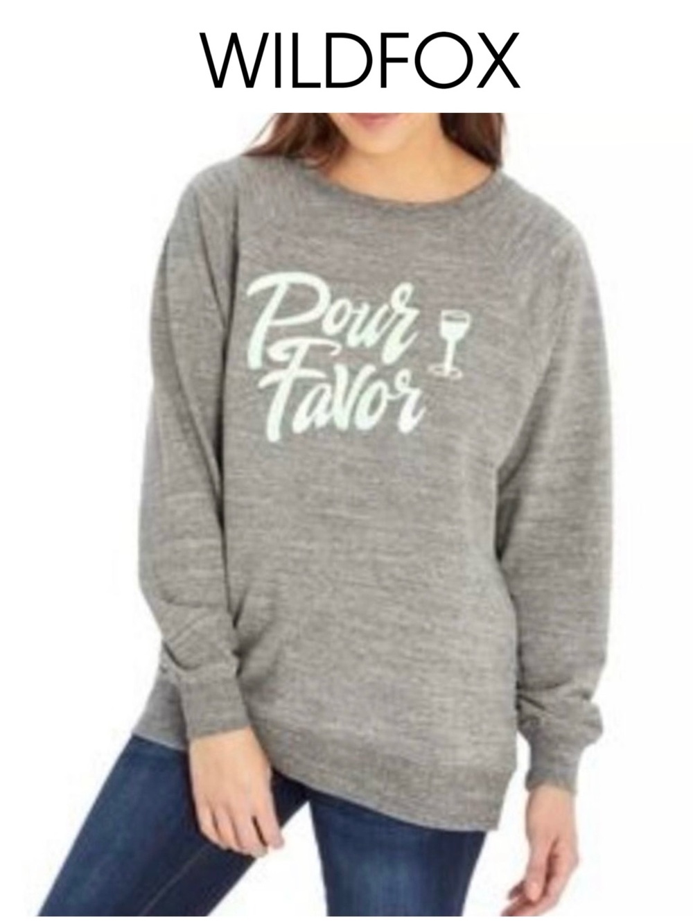 NWT Wildfox Pour Favor Wine Sweatshirt grey S